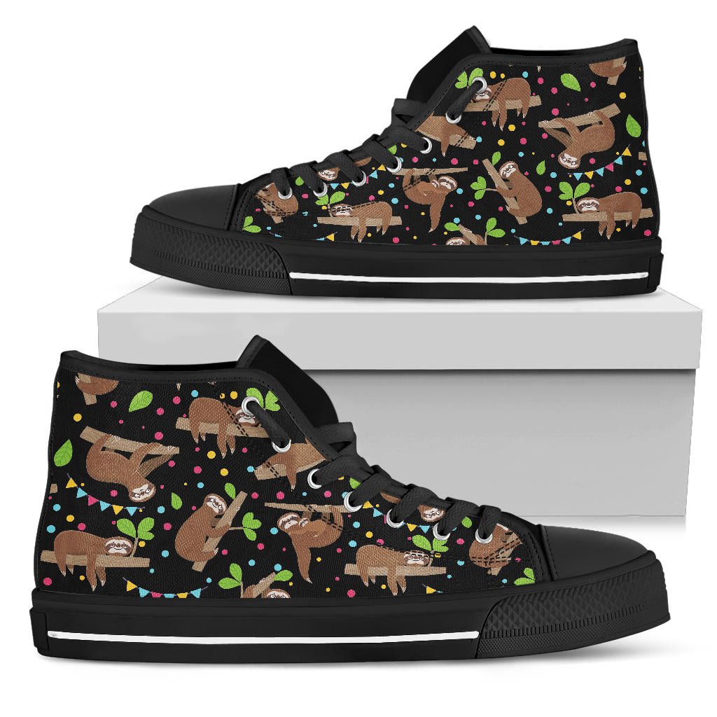 Lazy Sloth Shoes - Black Sole High Top Shoes