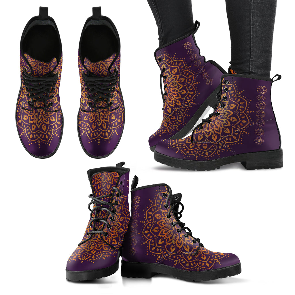 Gold chakra mandala women’s printed boots – product image 3
