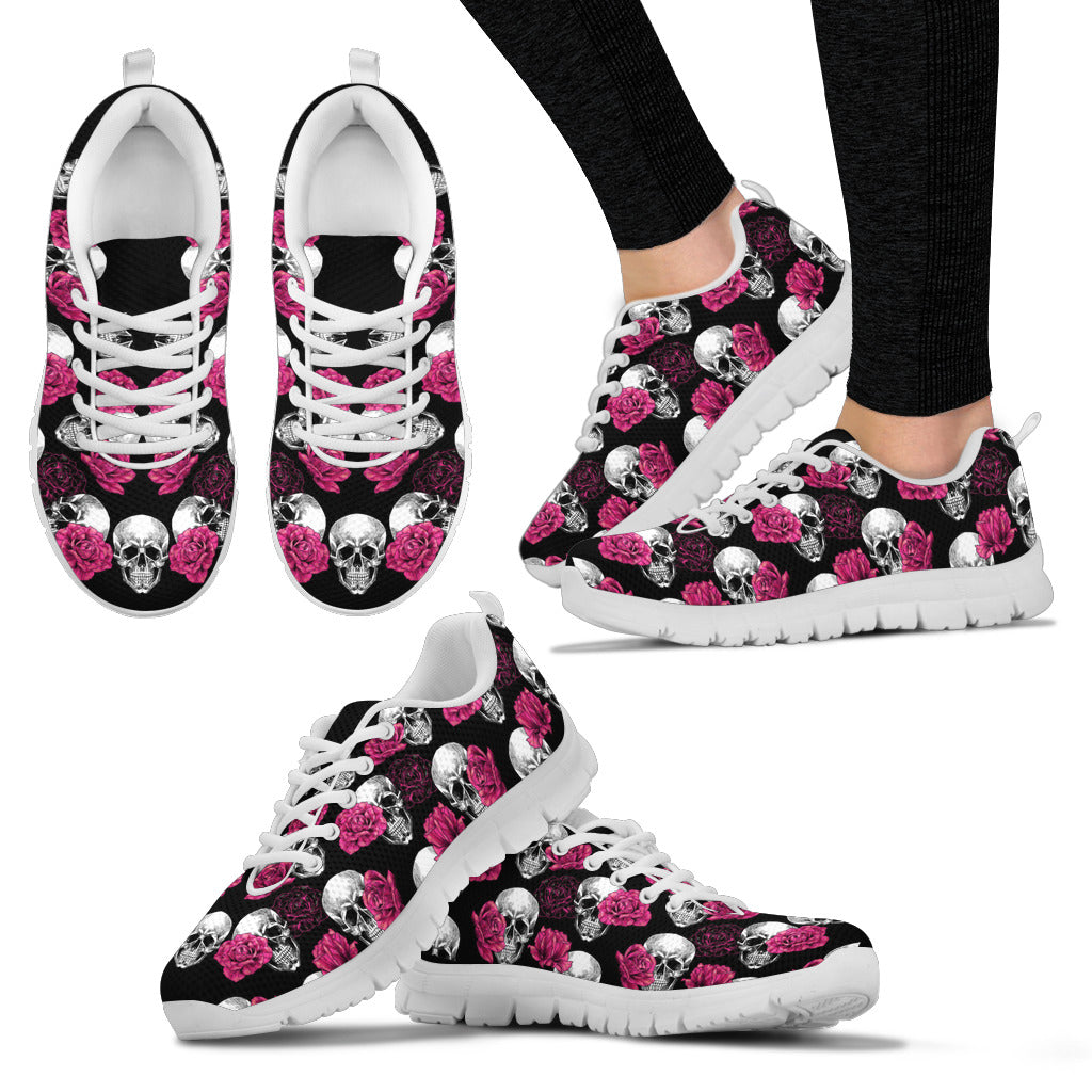 Pink Floral Skull - Sneakers