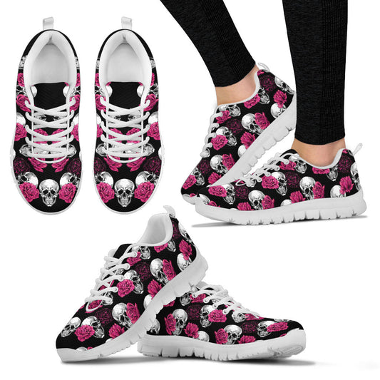 Pink Floral Skull - Sneakers