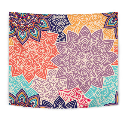 Colorful Floral Mandalas Wall Tapestry