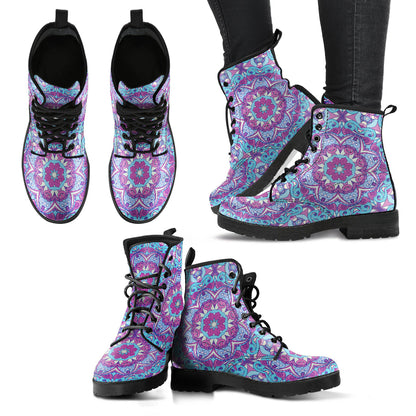 Pink & Purple Mandala Decor Womens Boots