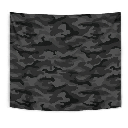 Dark Grey Camouflage Wall Tapestry