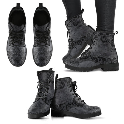 Grey Paisley Mandala Womens Boots