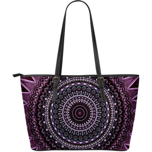 Mandala Leather Tote Bag