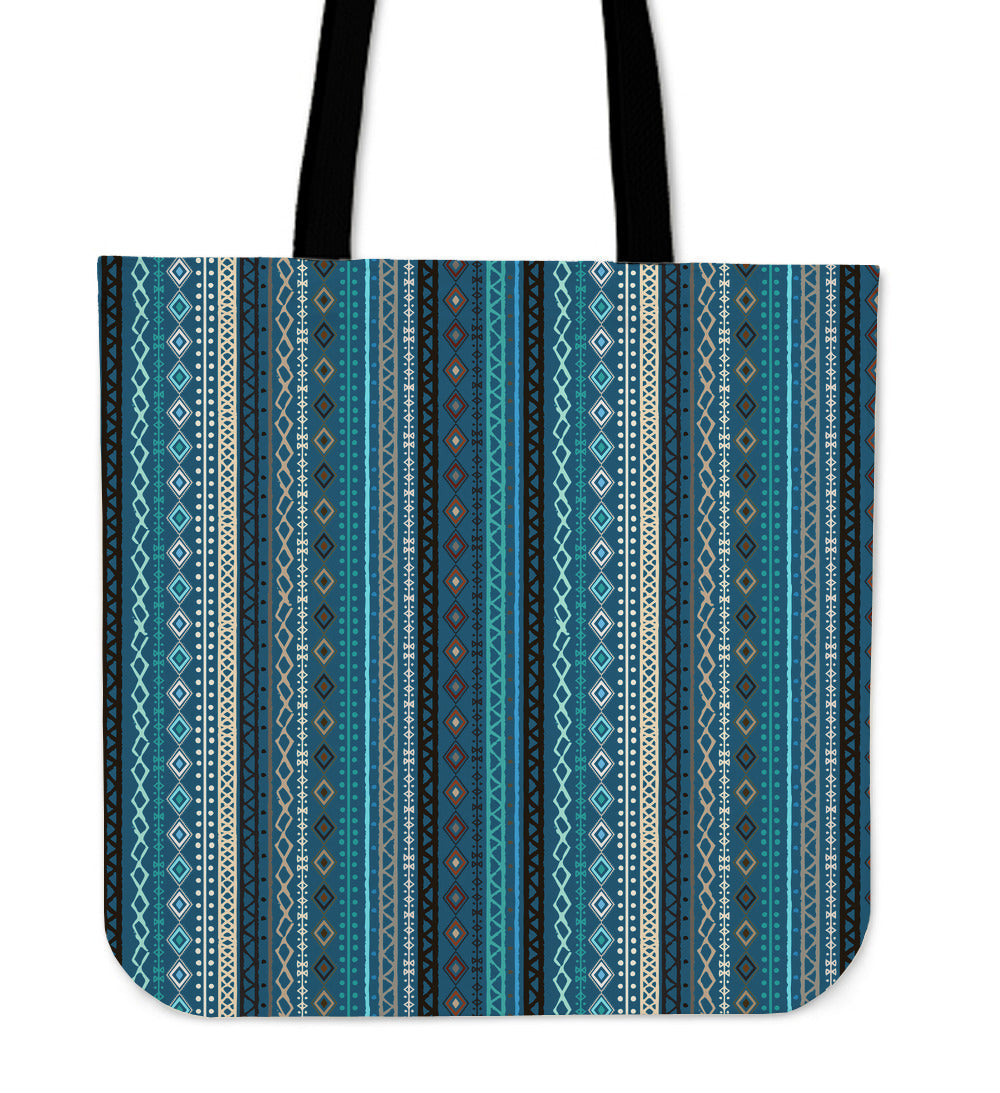 Teal Boho Stripes Decor Canvas Tote Bag