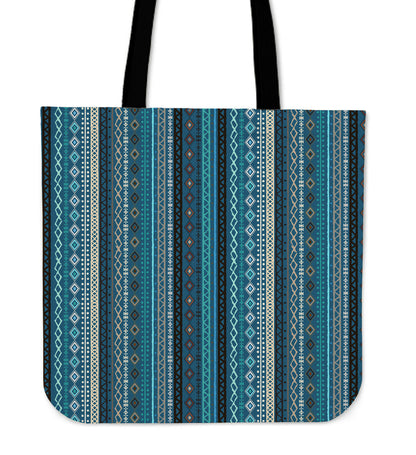 Teal Boho Stripes Decor Canvas Tote Bag