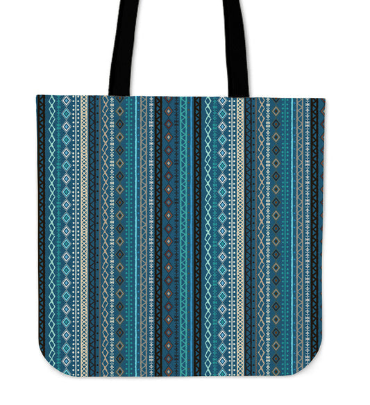 Teal Boho Stripes Decor Canvas Tote Bag