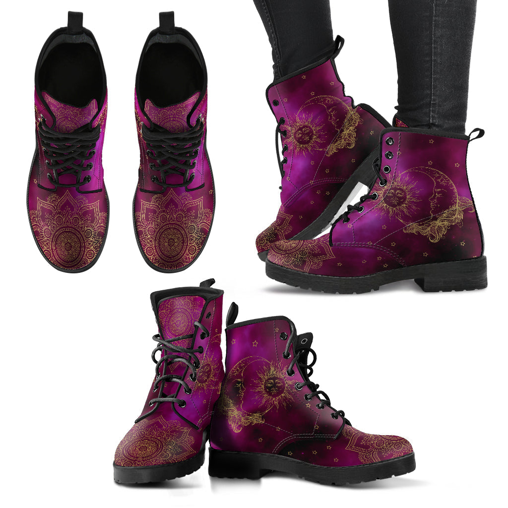 Purple Sun & Moon Printed Boots