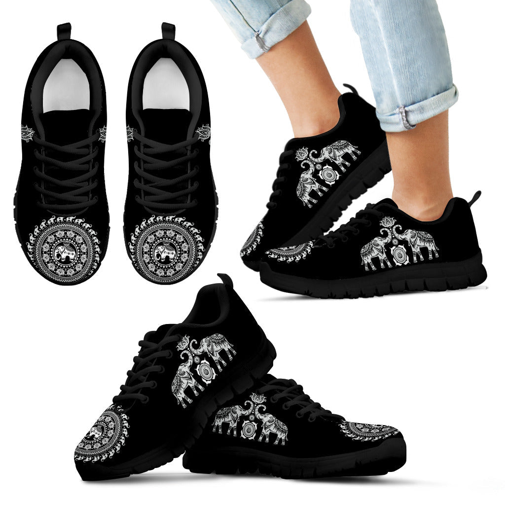 Elephant Mandala Black - Sneakers