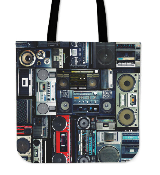 Vintage Boombox Stereos Canvas Tote Bag