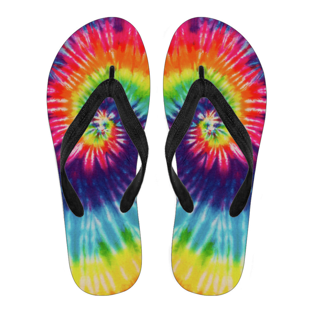 Colorful Tie Dye Spiral Flip Flops