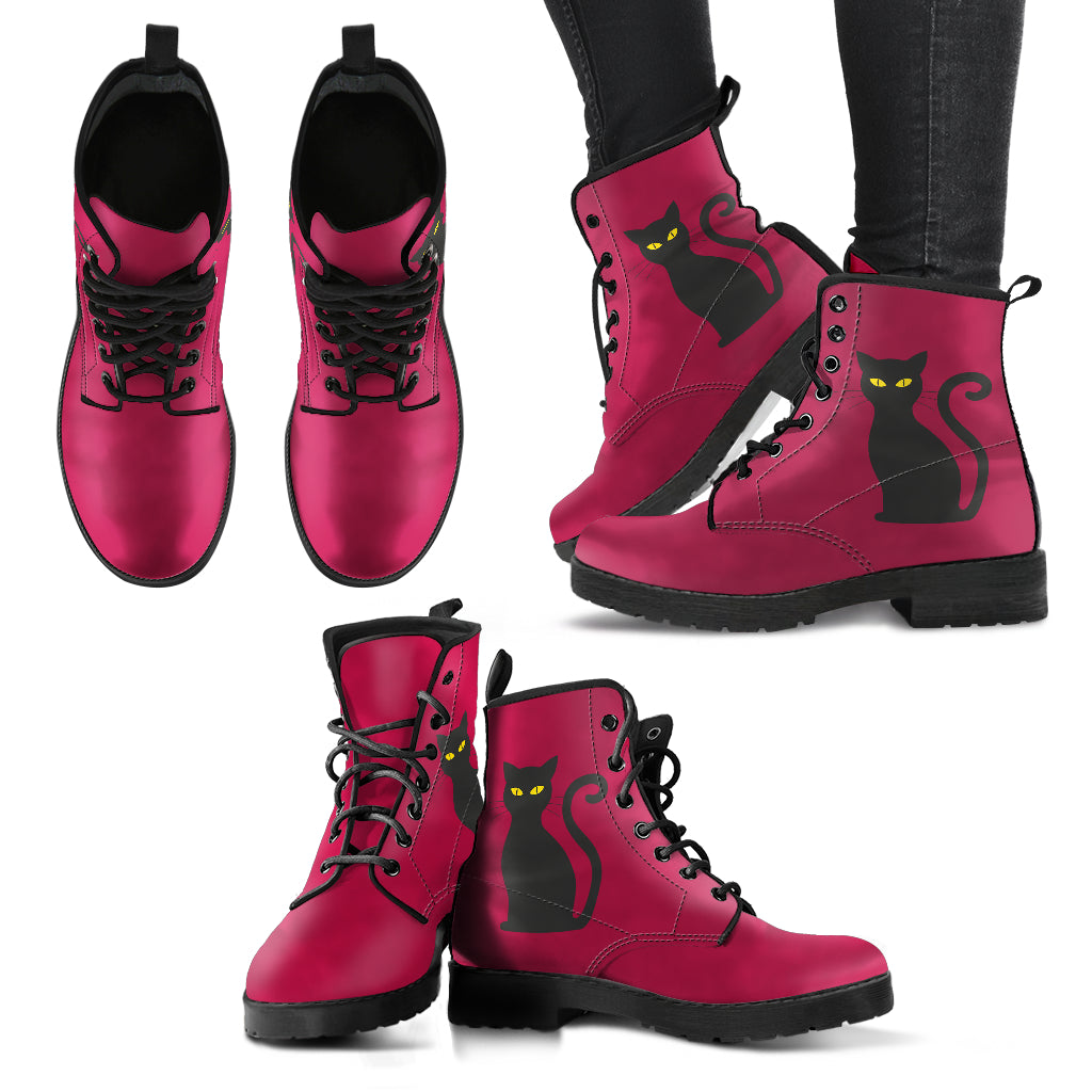 Deep Pink Cat Printed Boots
