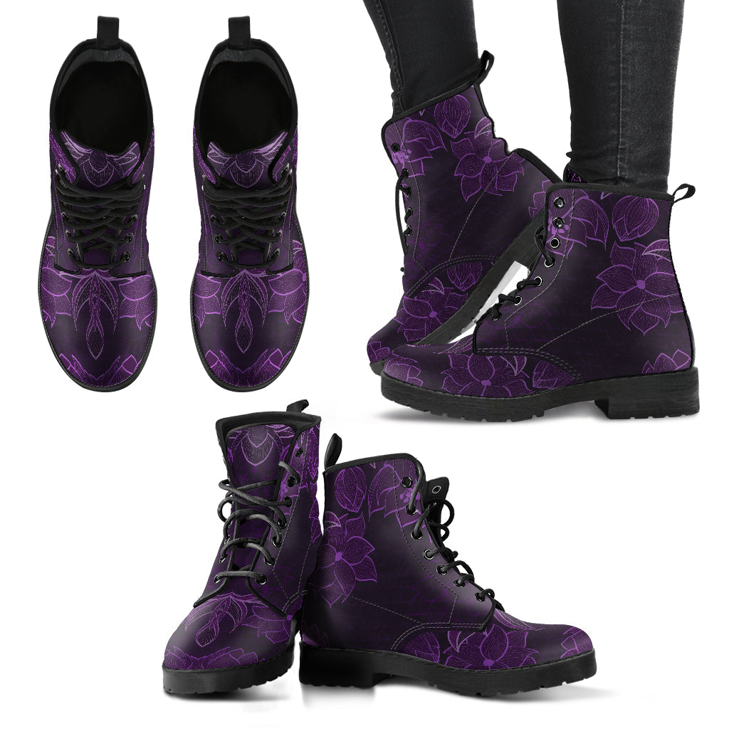 Purple Lotus Printed Boots
