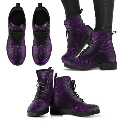 Purple Lotus Printed Boots