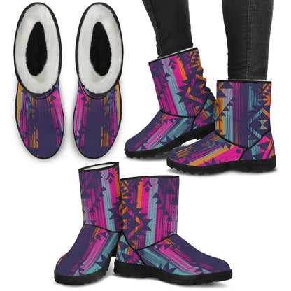 Colorful Boho Chic Aztec Faux Fur Boots