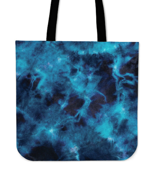 Blue Tie Dye Grunge Canvas Tote Bag