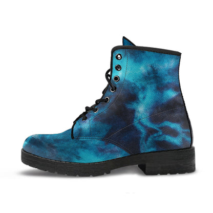 Bold Turquoise Womans Boots, Fashion Combat Boots, Vegan Leather Boots, Custom Shoes, Custom Boots, Cool Shoes