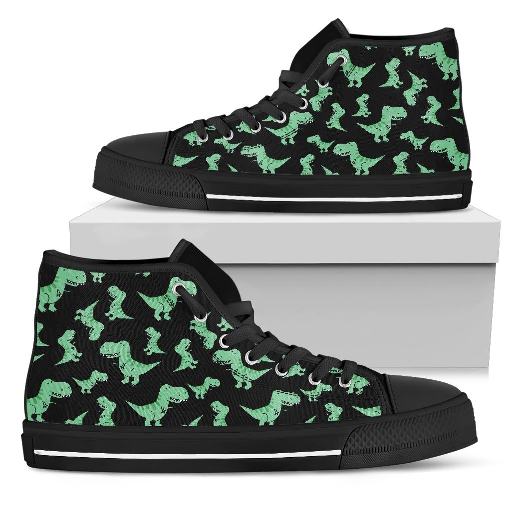 Dinosaur Print Shoes - Black Sole High Top Shoes
