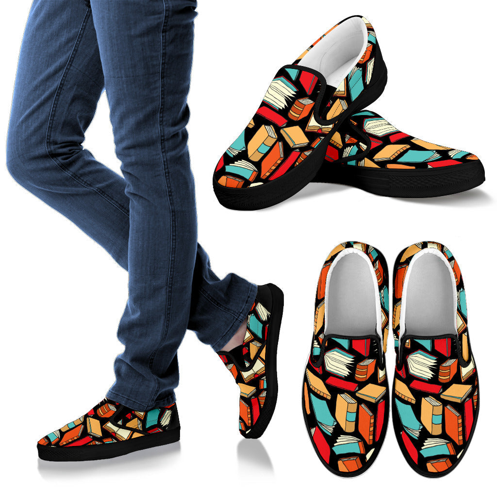 Book Lovers Pattern -  Slip Ons