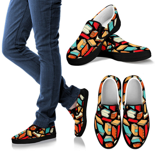 Book Lovers Pattern -  Slip Ons