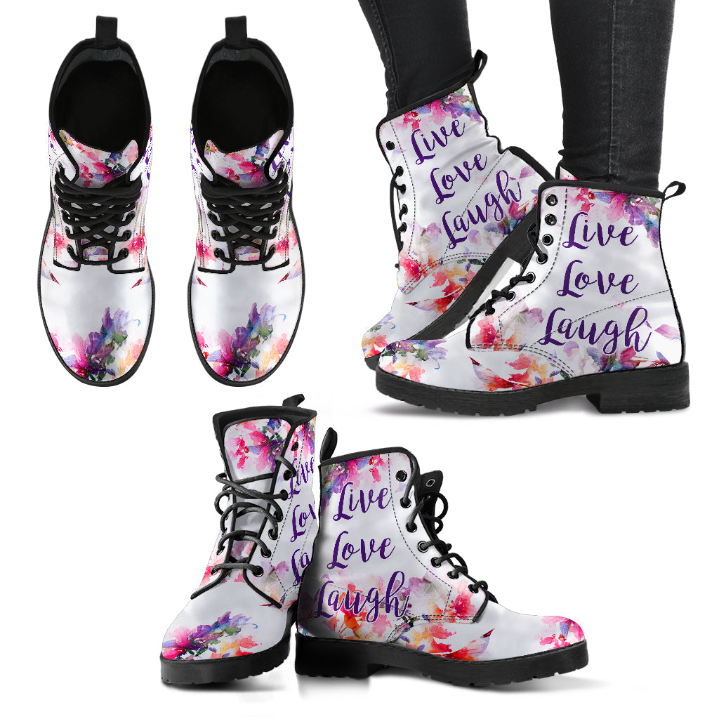 Live Love Laugh Floral Printed Boots