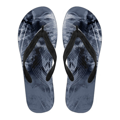 Grey Feathers Flip Flops