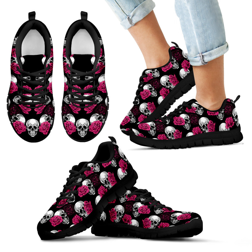 Pink Floral Skull - Sneakers