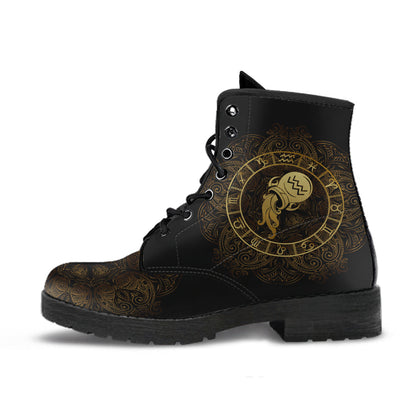 Black & Gold Aquarius Zodiac Boots