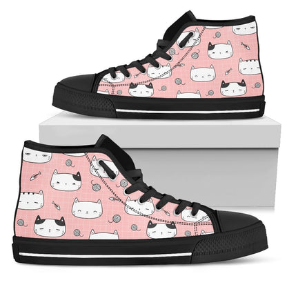 Kawaii Cat Shoes - Black Sole High Top Shoes