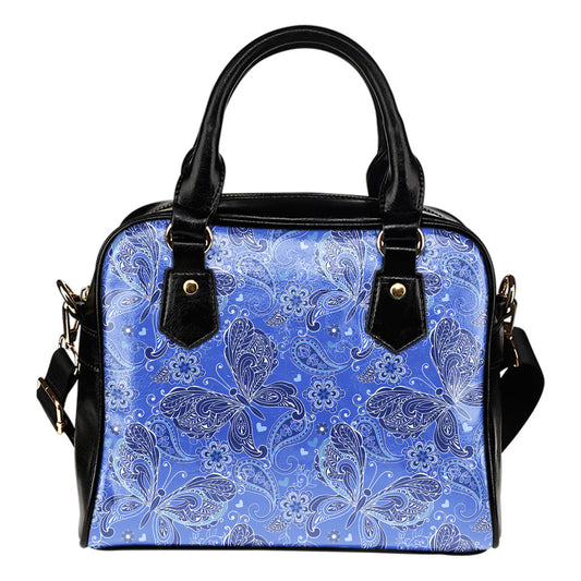 Purple Butterflies Decor Shoulder Handbag