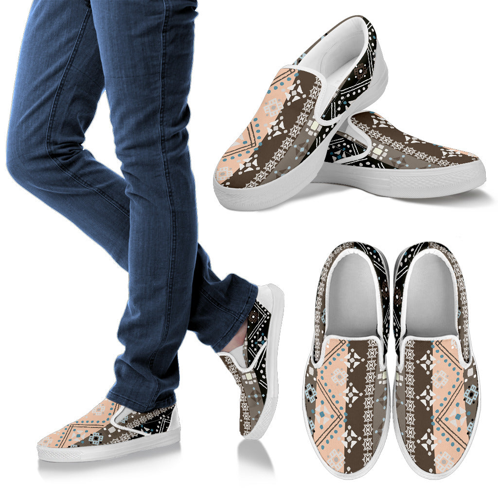 Brown Boho Chic Bohemian Ethnic Slip On Shoes