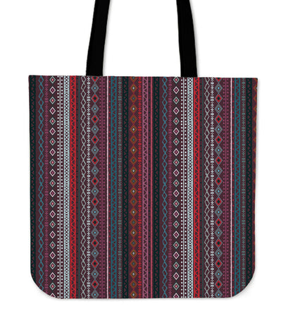 Red Boho Stripes Decor Canvas Tote Bag