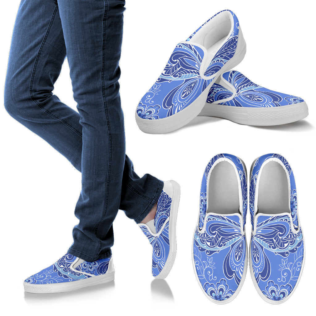 Purple Butterflies Decor Slip On Shoes