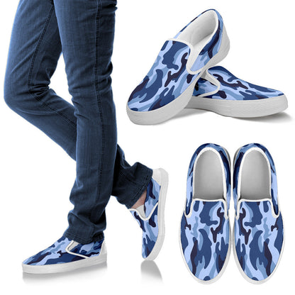Blue Camouflage Slip On Shoes