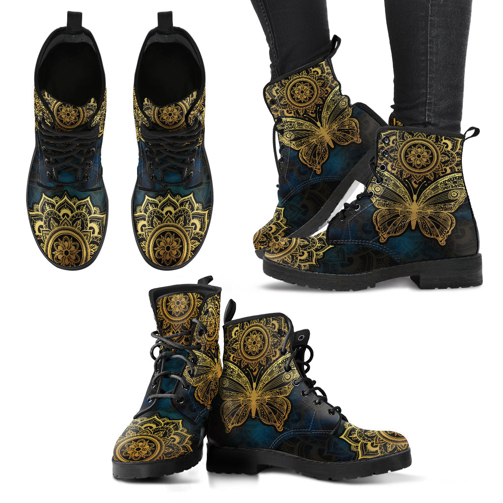 Gold butterfly mandala women’s printed boots – product image 3