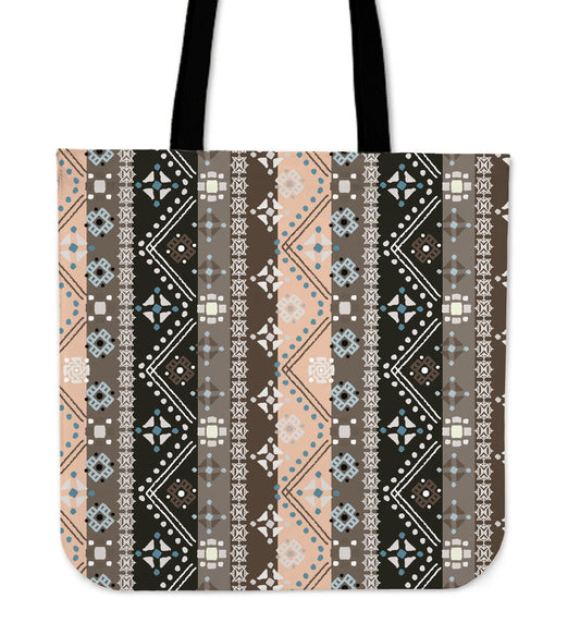 Brown Boho Ethnic Canvas Tote Bag