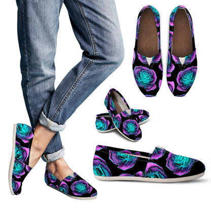 Neon Pink Roses Casual Shoes