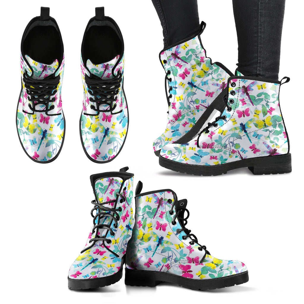 Colorful Dragonfly 4 Handcrafted Boots