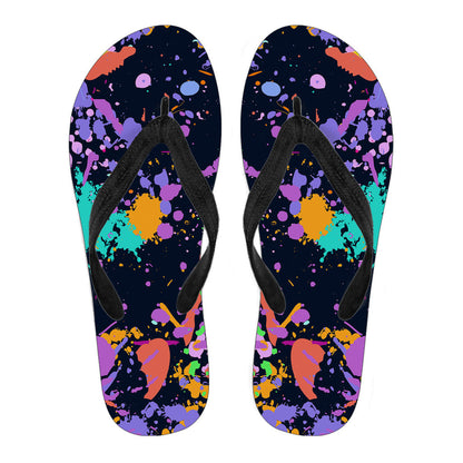 Colorful Paint Drip Abstract Art Flip Flops