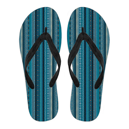 Teal Boho Stripes Flip Flops