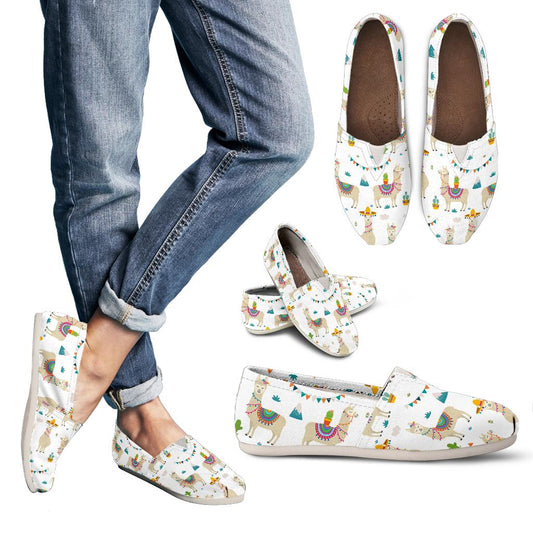 white Llama Slip On Shoes