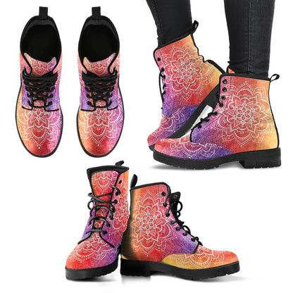 Colorful Floral Mandala Womens Boots