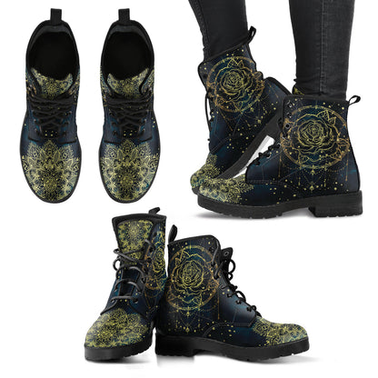 Gold Rose Mandala Womens Boots