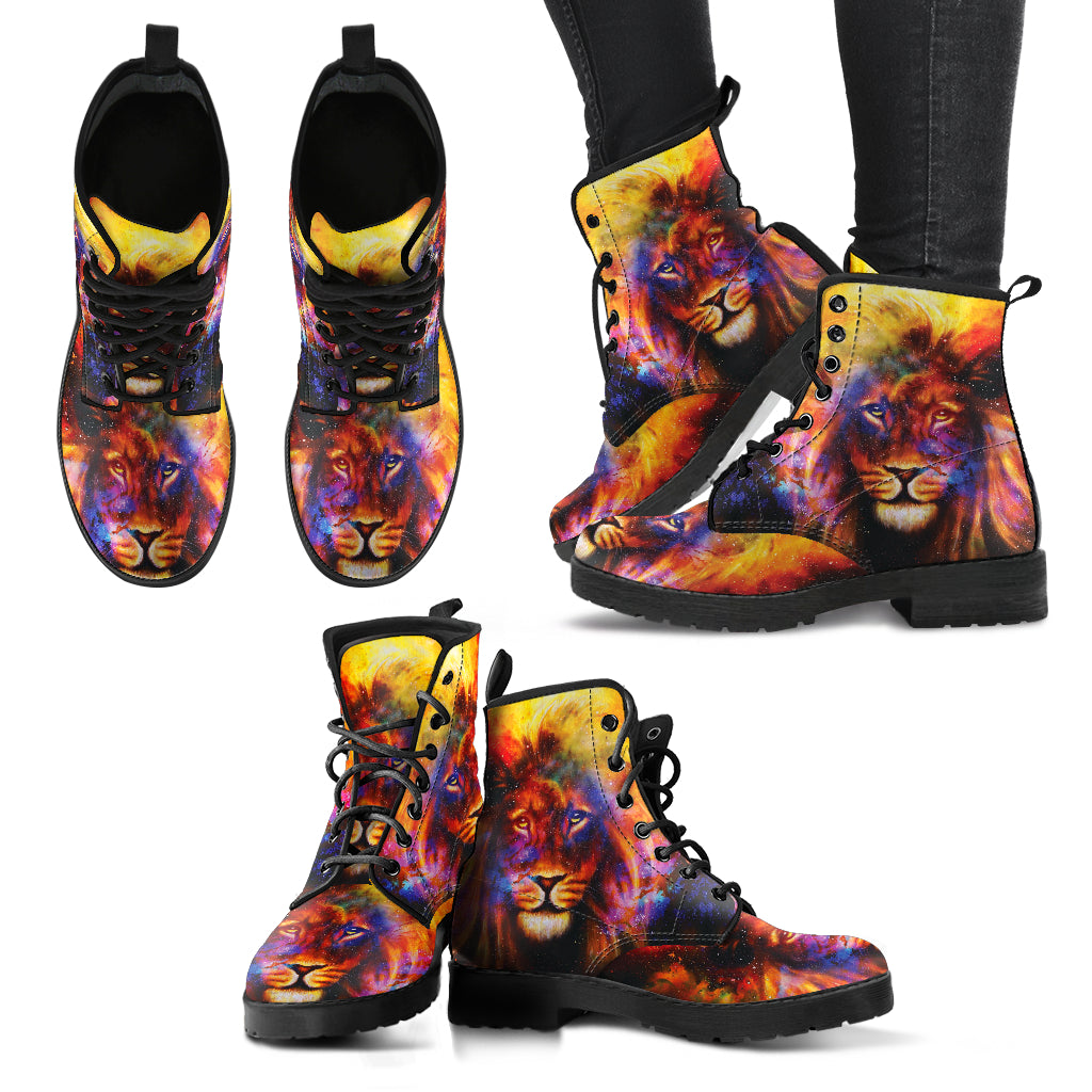 Colorful Lion Artwork Printed Boots