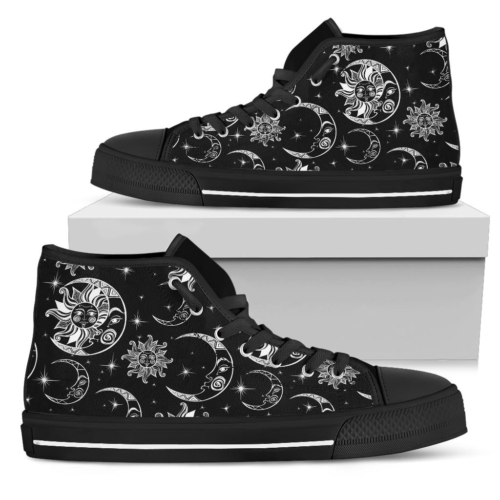 Sun and Moon Shoes - Black Sole High Top Shoes