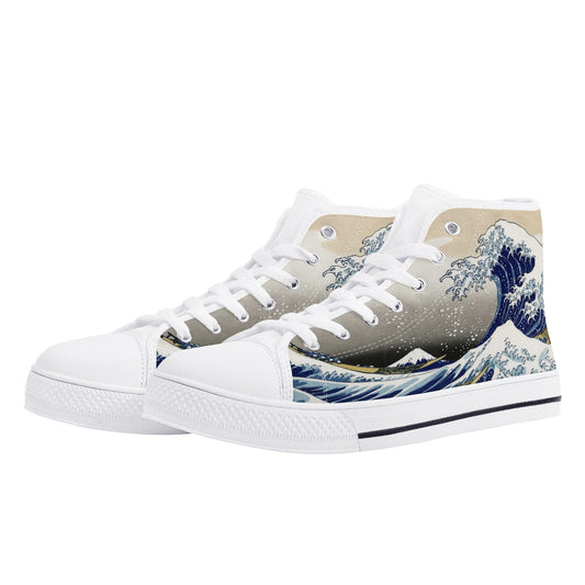 Great Wave - Women's High Top Canvas Shoes