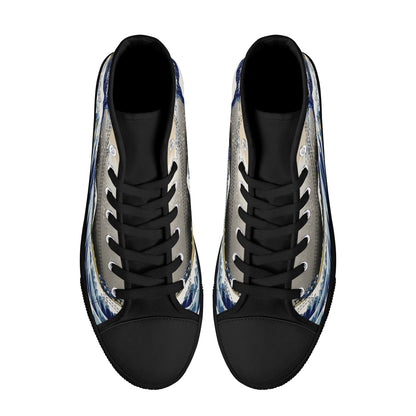 Great Wave - Women's High Top Canvas Shoes