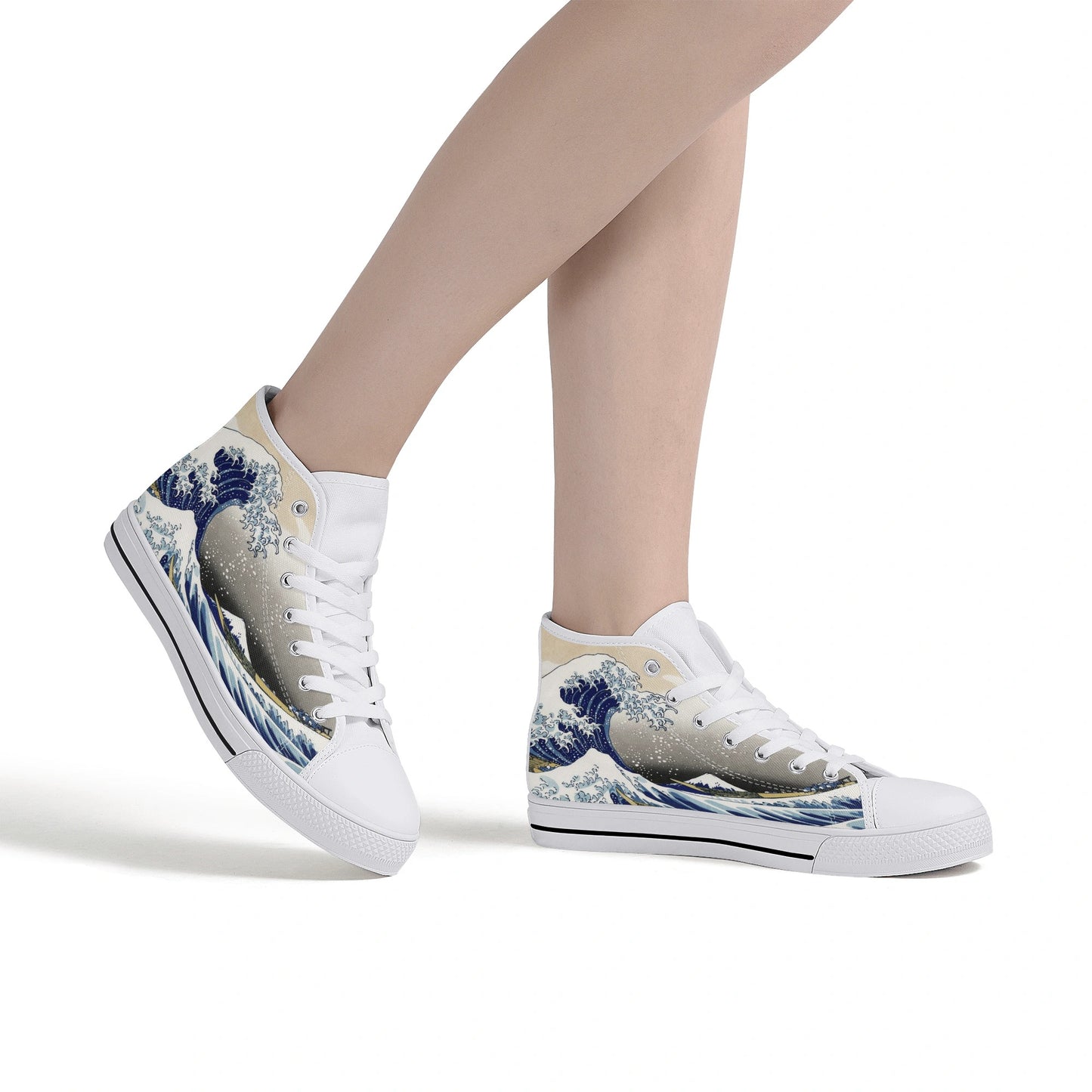 Great Wave - Women's High Top Canvas Shoes