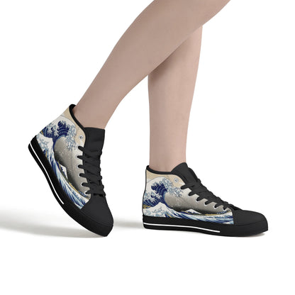 Great Wave - Women's High Top Canvas Shoes